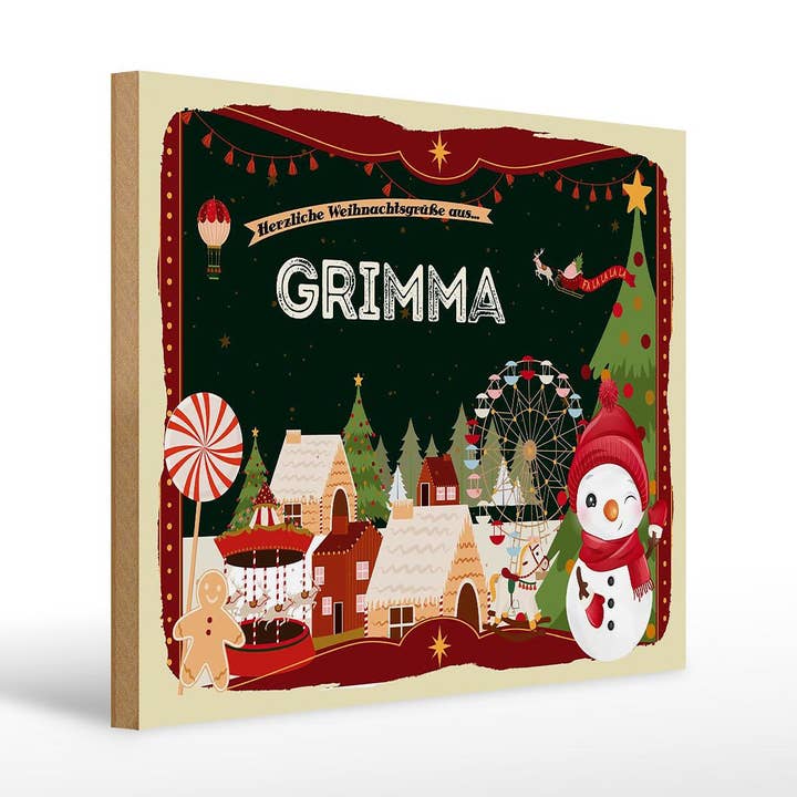 Letrero de madera con felicitaciones navideñas de GRIMMA para decoración de regalo, 40 x 30 cm para venta al por mayor de Femer