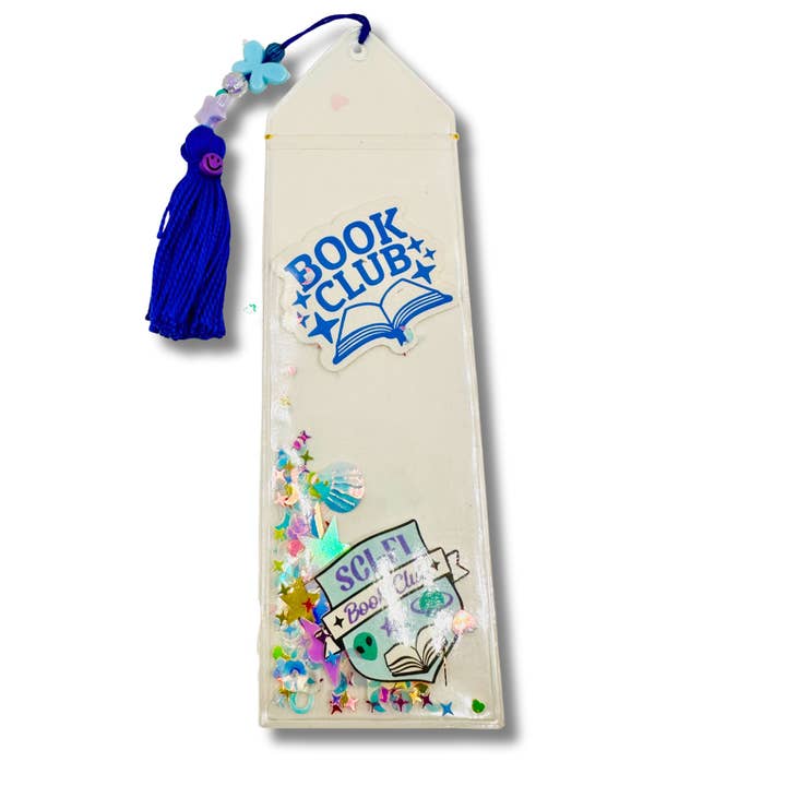Sci Fi Handmade Shaker Resin Bookmark w/ Tassel & Beads for wholesale by Sadie’s Moon