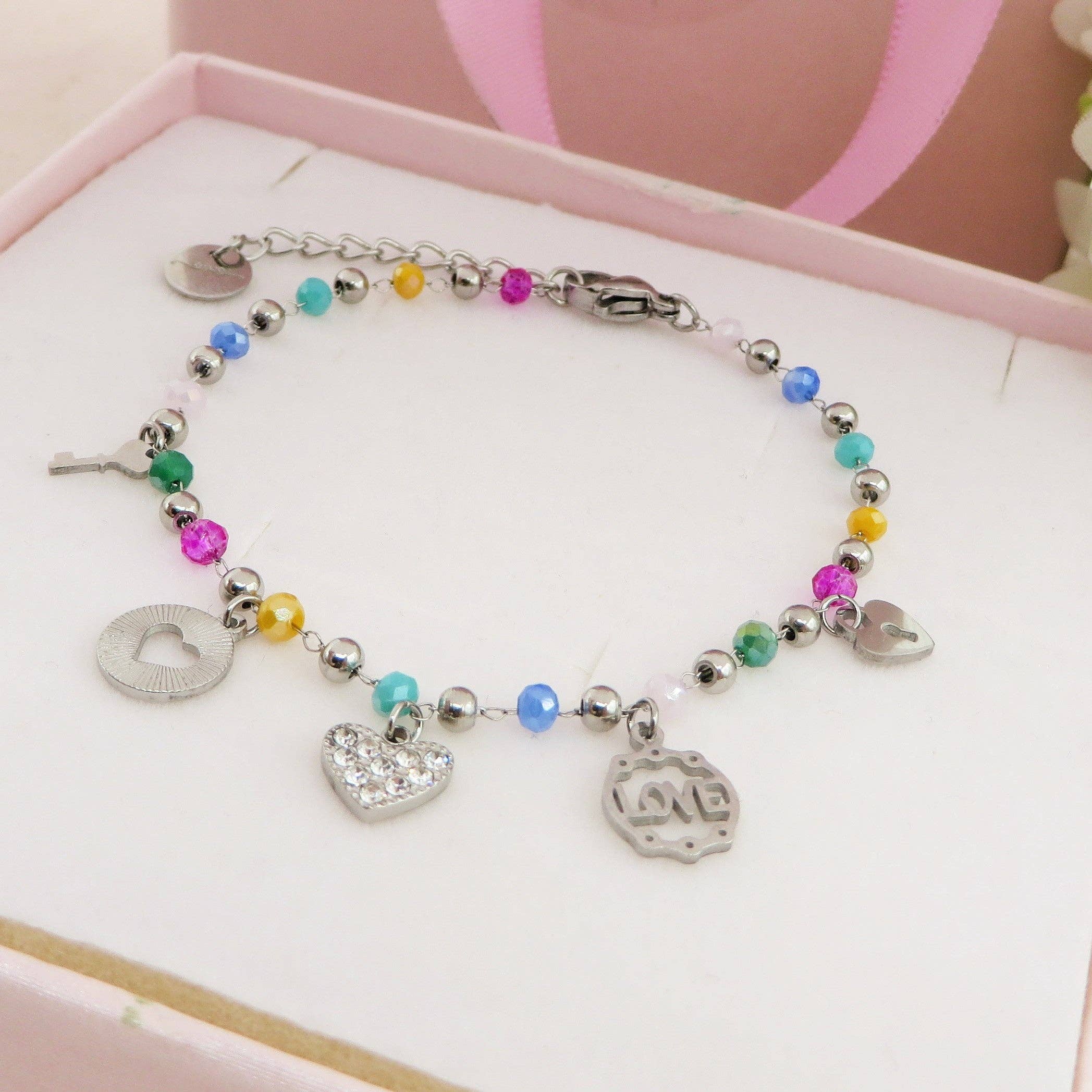Daemon srls - Wholesale Charm/Dangle Bracelet - SOPHIE Bracciale ~ ACCIAIO INOSSIDABILE ~ Bracciale con charms e cristalli4