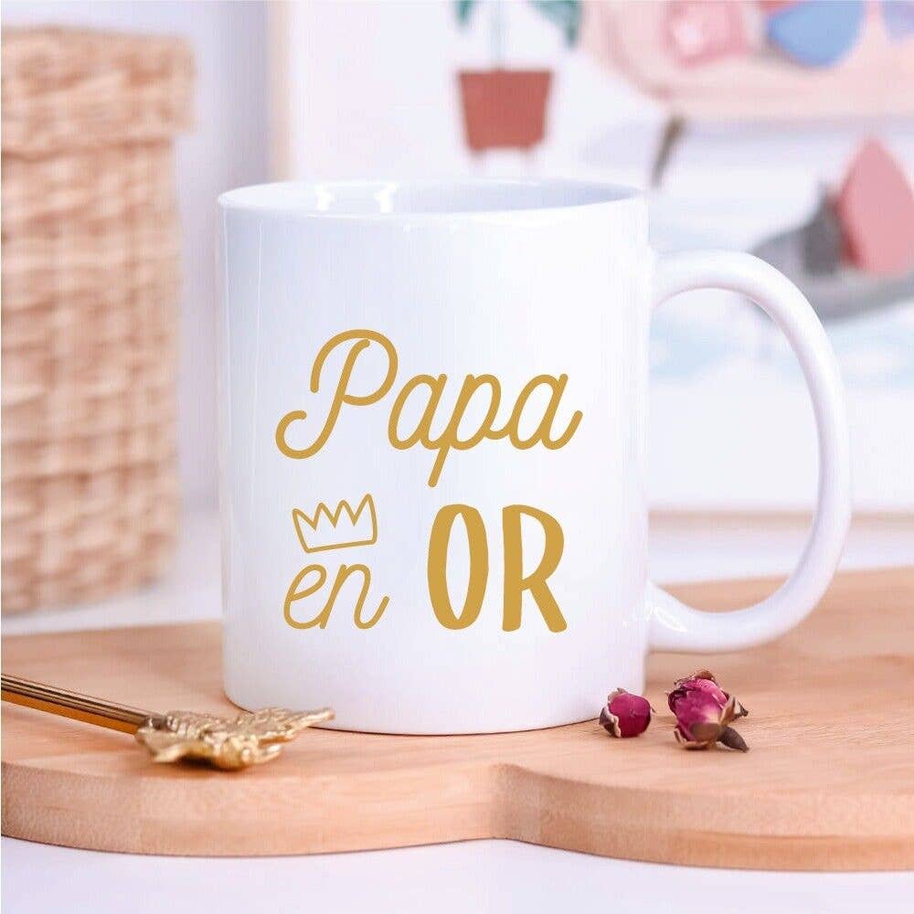 Ourson Câlin - Wholesale Coffee Mug - “Papa en OR” white mug0