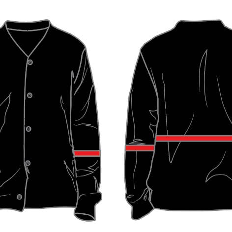 Cardigan The Endless Line - noir avec ligne rouge pour la vente par Sea of Sound