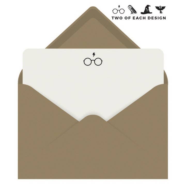 Letterpress Jess - Vendita all'ingrosso Set di cartoleria/cancelleria - Biglietto di auguri con scritta «Harry Potter Wizards», confezione da 8