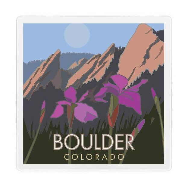 Boulder Iris, Colorado - 4" x 4" Coaster for wholesale by Travel Posters by M&W Design Co