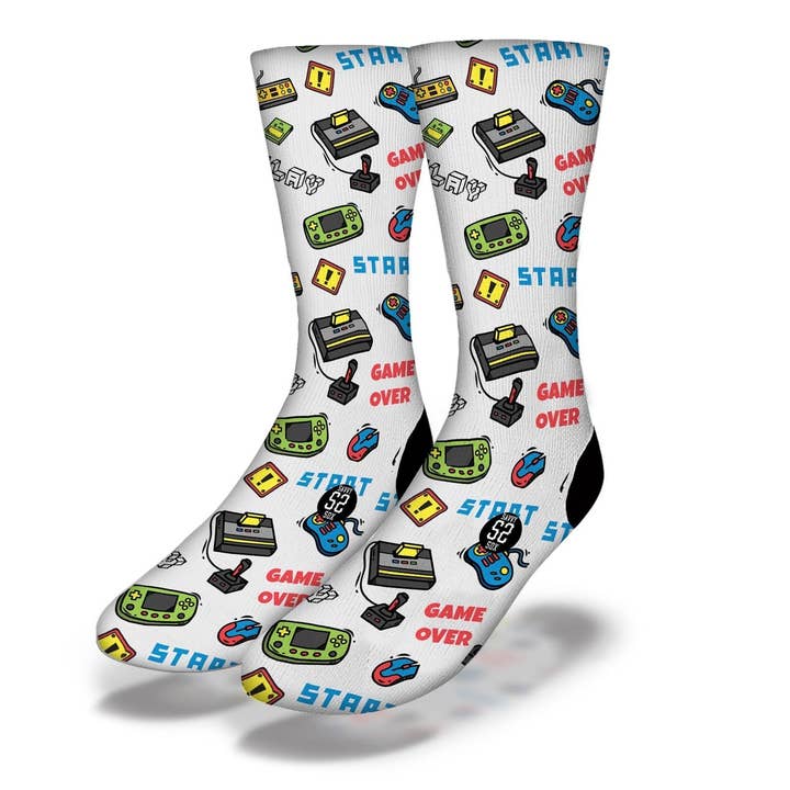 Juego sobre videojuego calcetines blancos para venta al por mayor de Savvy Sox
