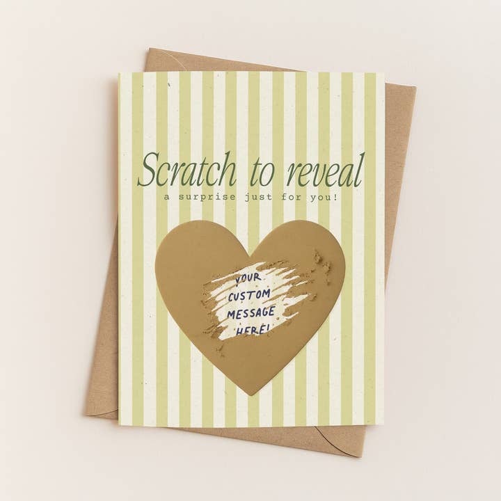 Curated for You Gifts - Vente Cartes de déclaration d'amour - Carte à gratter – Collection rayée minimaliste0