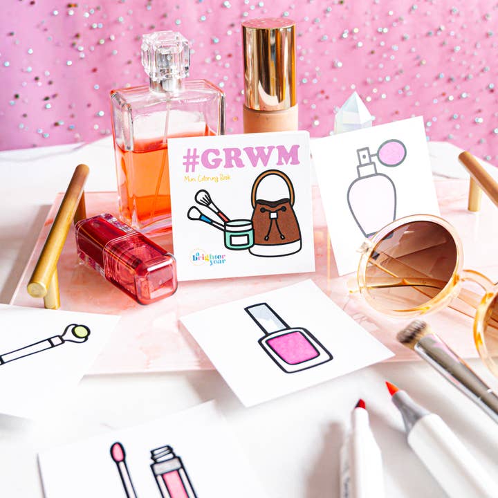 #GRWM Mini livre de coloriage – Livre de coloriage miniature sur le thème du maquillage pour la vente par A Brighter Year