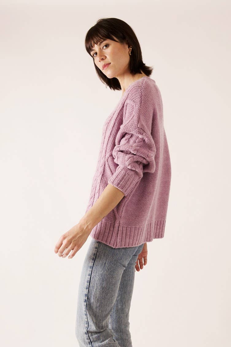 JULIA PARIS - Wholesale Knit Sweater - Women's - Oversized twisted knit V-neck sweater in wool blend1