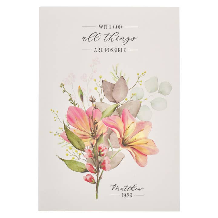 Notepad Floral All Things are Possible Matt. 19:26 for wholesale by Christian Art Gifts