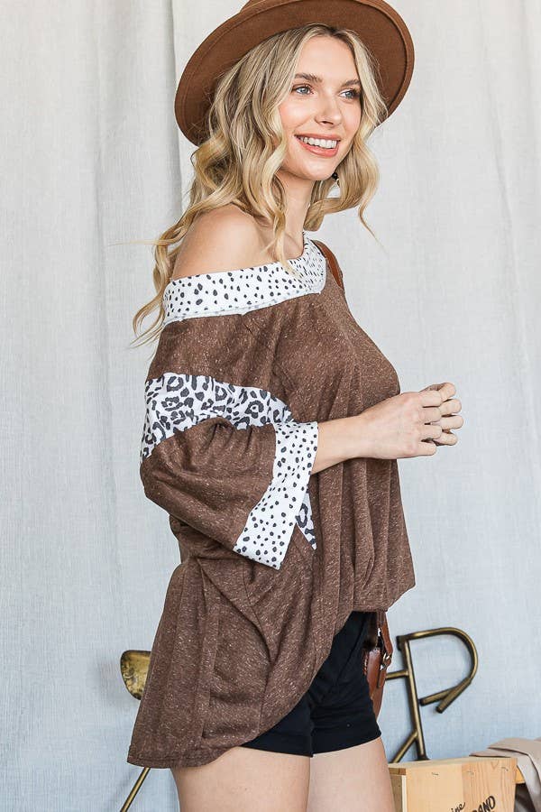 JADE BY JANE - Wholesale Tunic - Women's - ANIMAL PRINT TRIM BOAT NECK TUNIC5