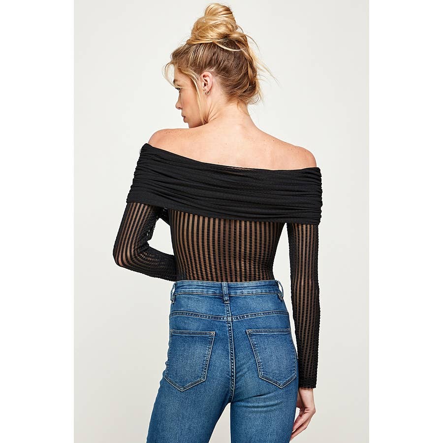 Schwarz Schulterfreier Body für den Großhandel auf Faire7