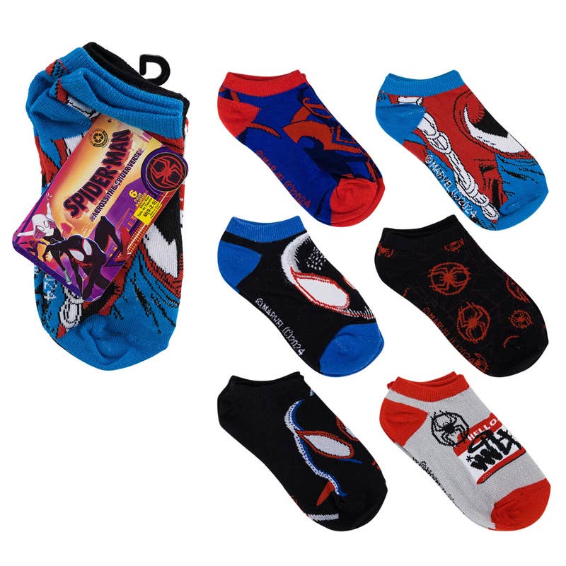 Deluxe Import Trading - Wholesale Socks - Kids - Spider-Man Ankle Socks - 6 Pack - Size 9-2.5 - Assorted0