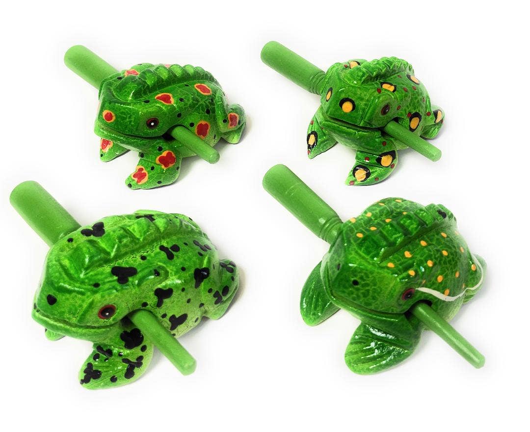 A Lost Art - Wholesale Musical Toy - Kids & Baby - 3 inch Assorted Green Spotted Croaking Musical Frog Drum2