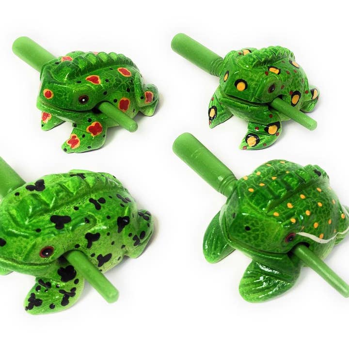 A Lost Art - Wholesale Musical Toy - Kids & Baby - 3 inch Assorted Green Spotted Croaking Musical Frog Drum2