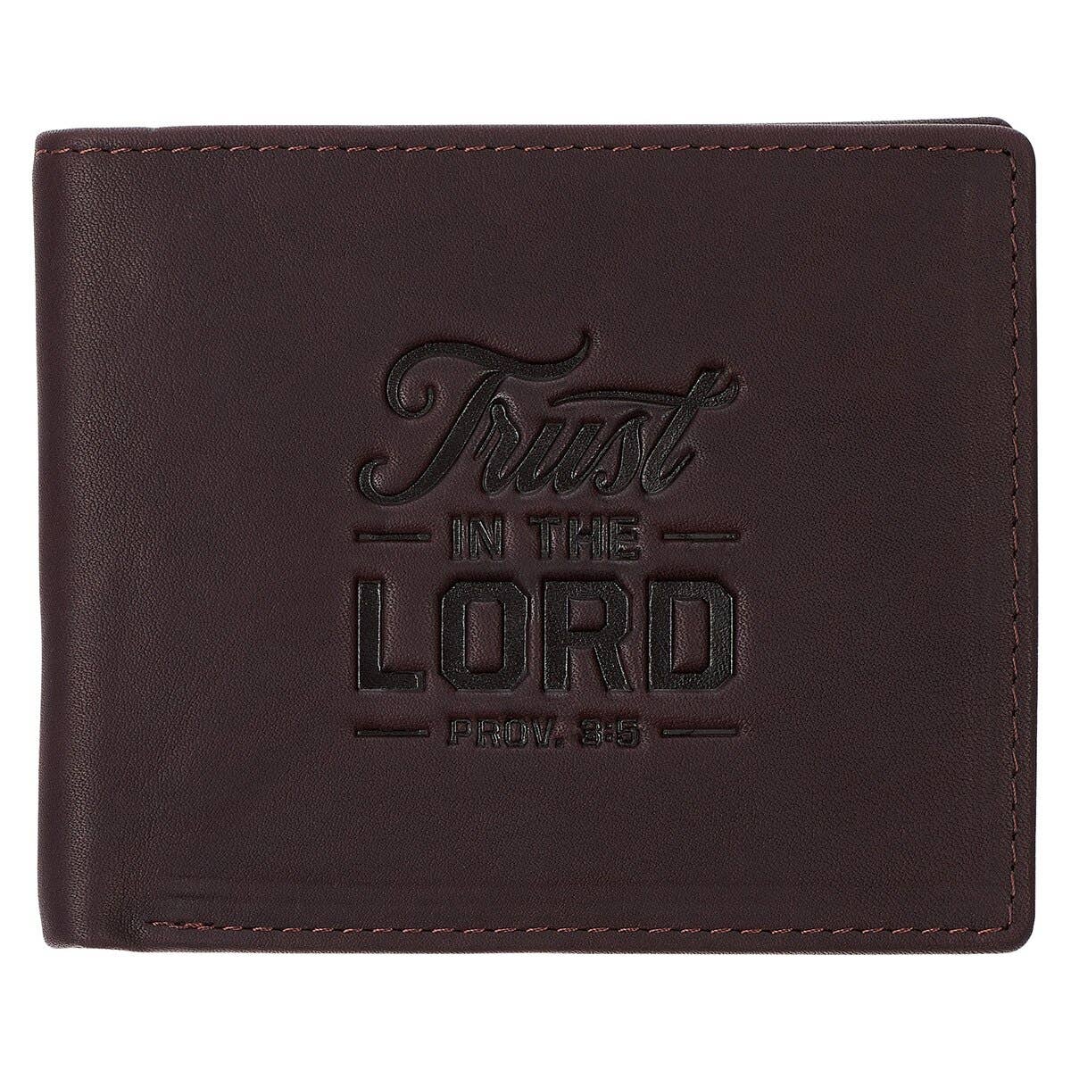Christian Art Gifts - Wholesale Wallet - Men's - Wallet Leather Brown Trust in the Lord Prov. 3:50