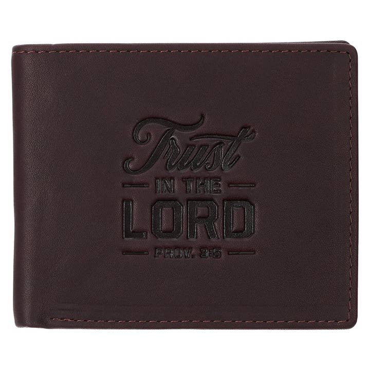 Christian Art Gifts - Wholesale Wallet - Men's - Wallet Leather Brown Trust in the Lord Prov. 3:5