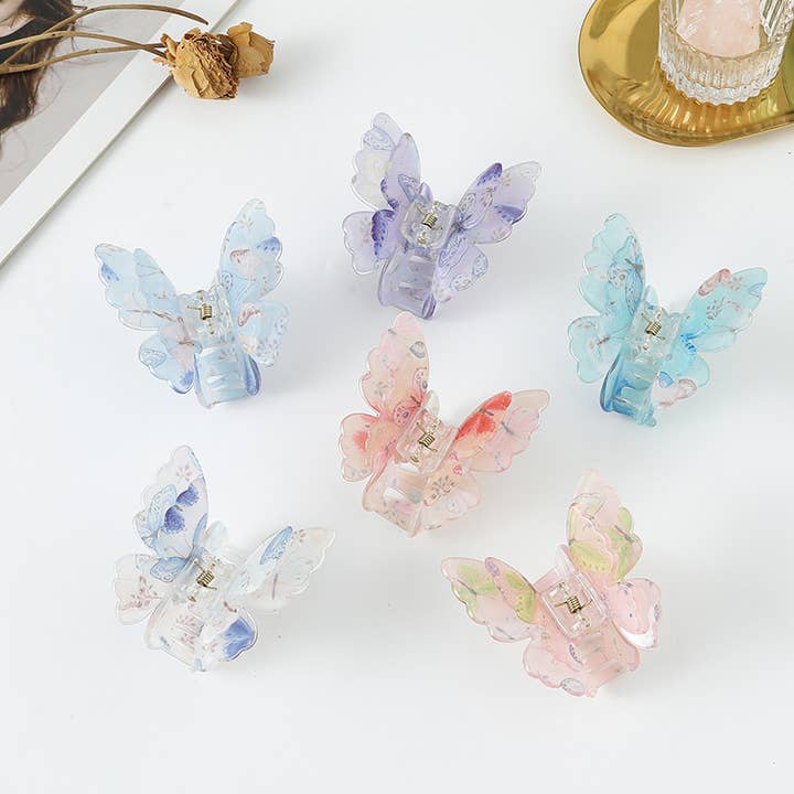 Pinza colorida 3D de doble capa con forma de mariposa y gelatina para venta al por mayor de Tourtiwi