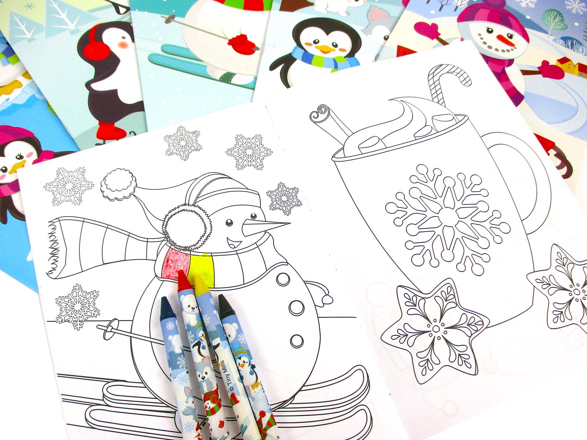 Tiny Mills - Wholesale Kleurboek - Kinderen en baby - Wintervakantie Kerst kleurboeken met kleurpotloden- 12 se1