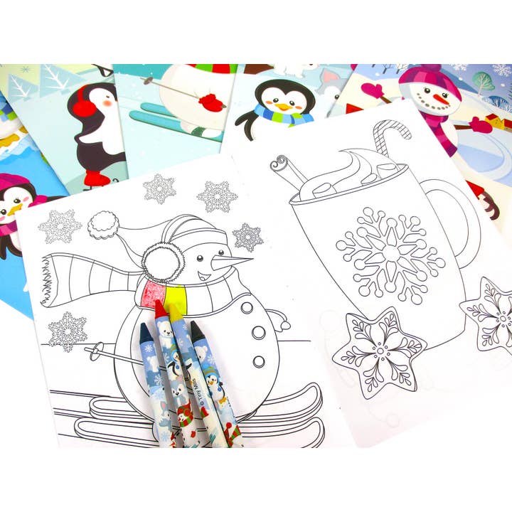 Tiny Mills - Vente Livre de coloriage et d'activités pour enfants et bébés - Livres à colorier de Noël avec des crayons - 12 Se1
