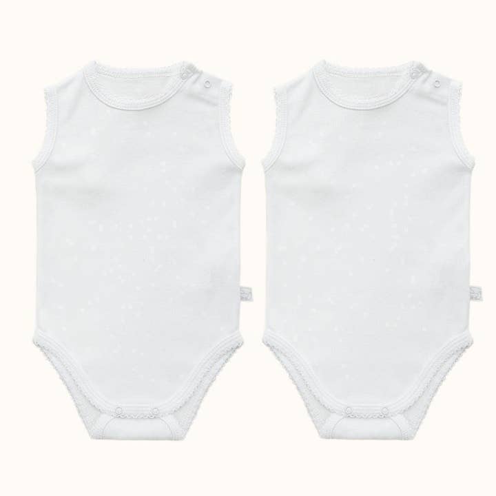 2 ärmellose Basic-Bodys für den Großhandel von Pim-Pam-Pum