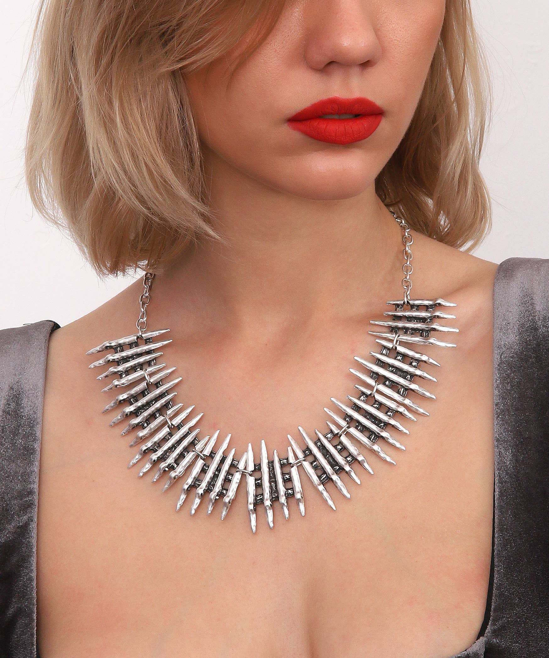 AVENS - Wholesale Jewelry Set - Antique Silver Plated Lined Design  Jewelry Set1