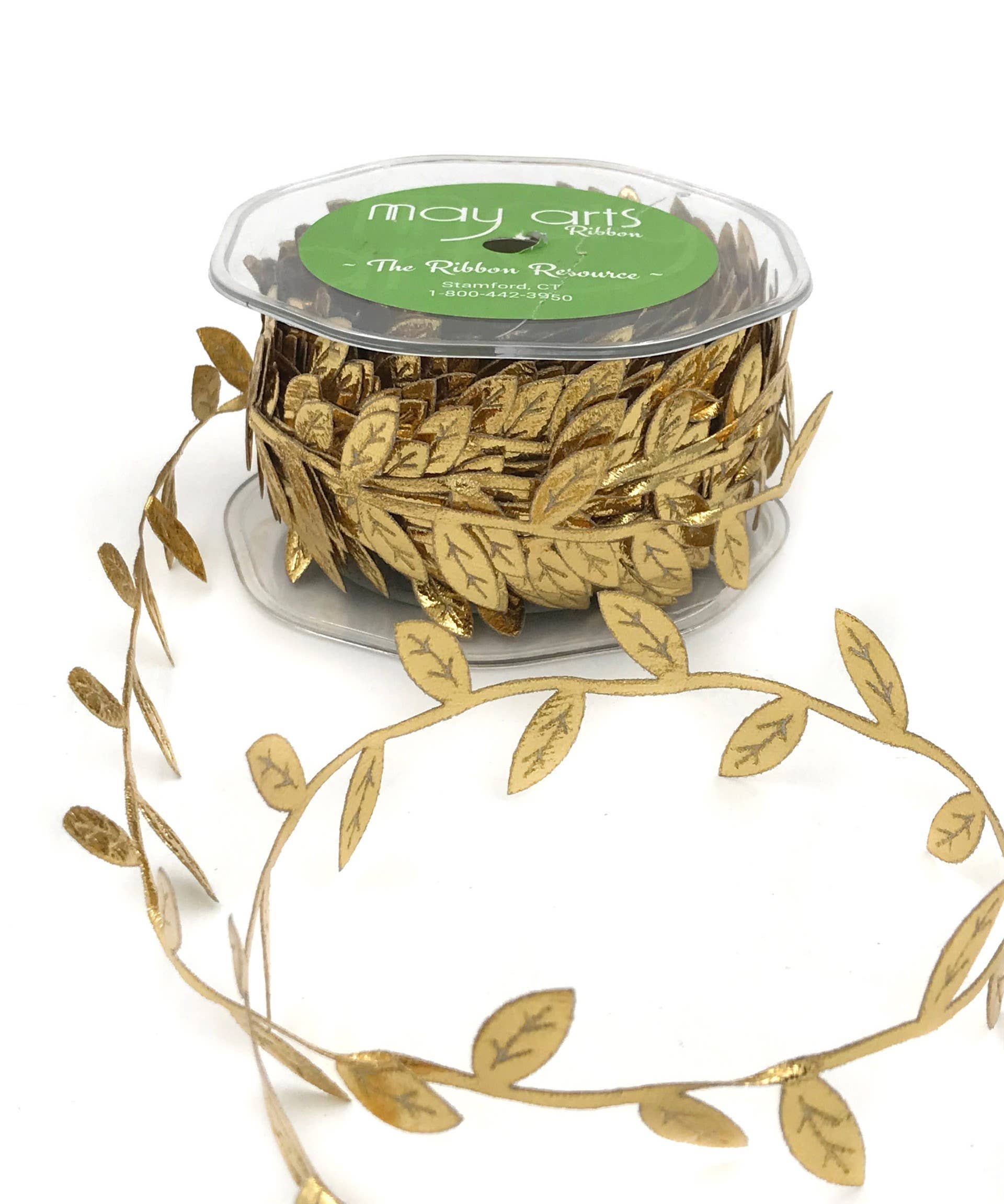 May Arts Ribbon - Wholesale Ribbon - Gift Wrapping - Gold Classic Cutout Leaf Ribbon Trim0