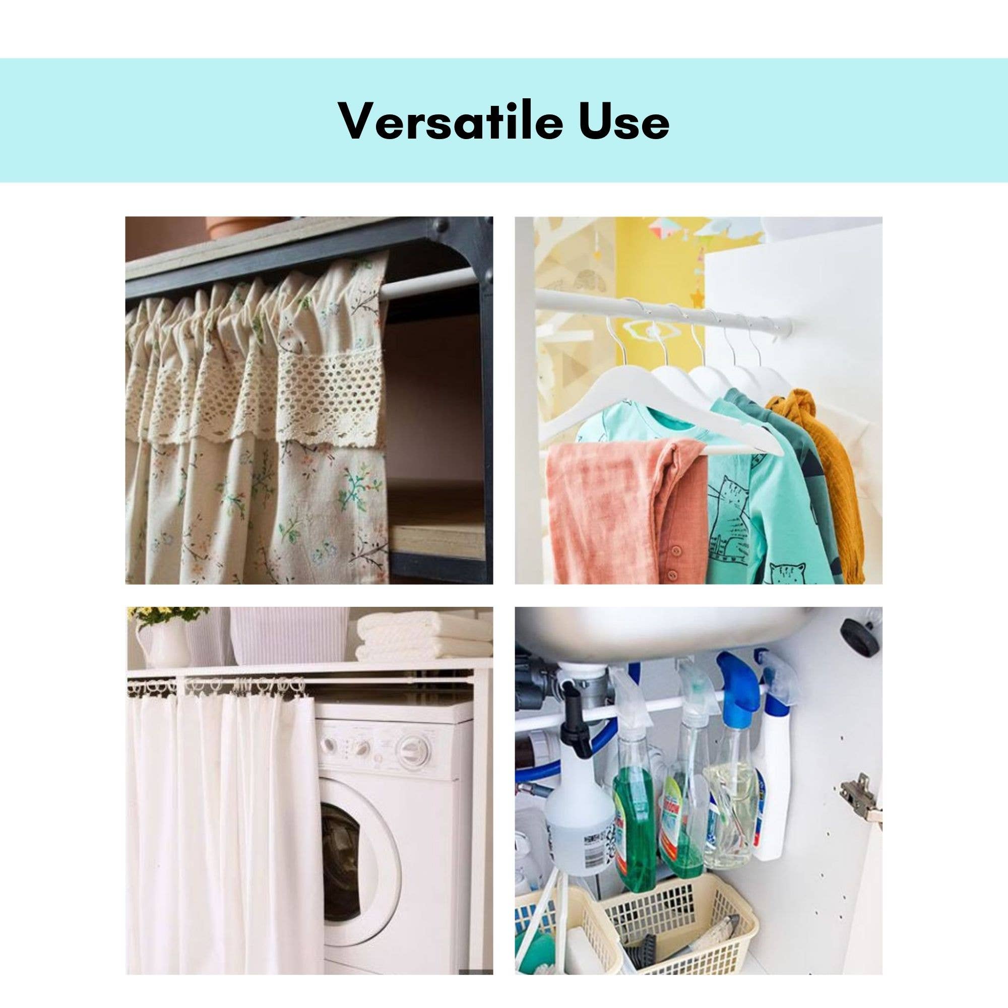 Evideco French Home Goods - Wholesale Curtain Rod - Tension Rods - No Tools Needed Rubber Tips7