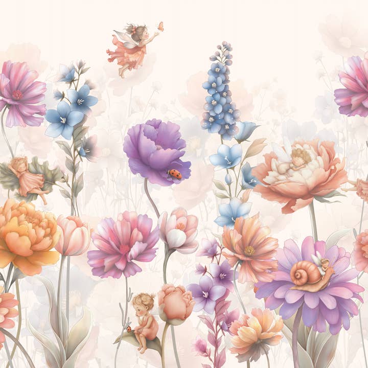 Fairy Wallpaper, Enchanted Village Nursery Mural for wholesale by Prime Decor Wallpaper