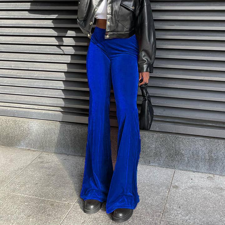 Lily Clothing - Wholesale Pants - Women's - SOLID COLOR VELVET ELASTIC HIGH-WAISTED PANTS