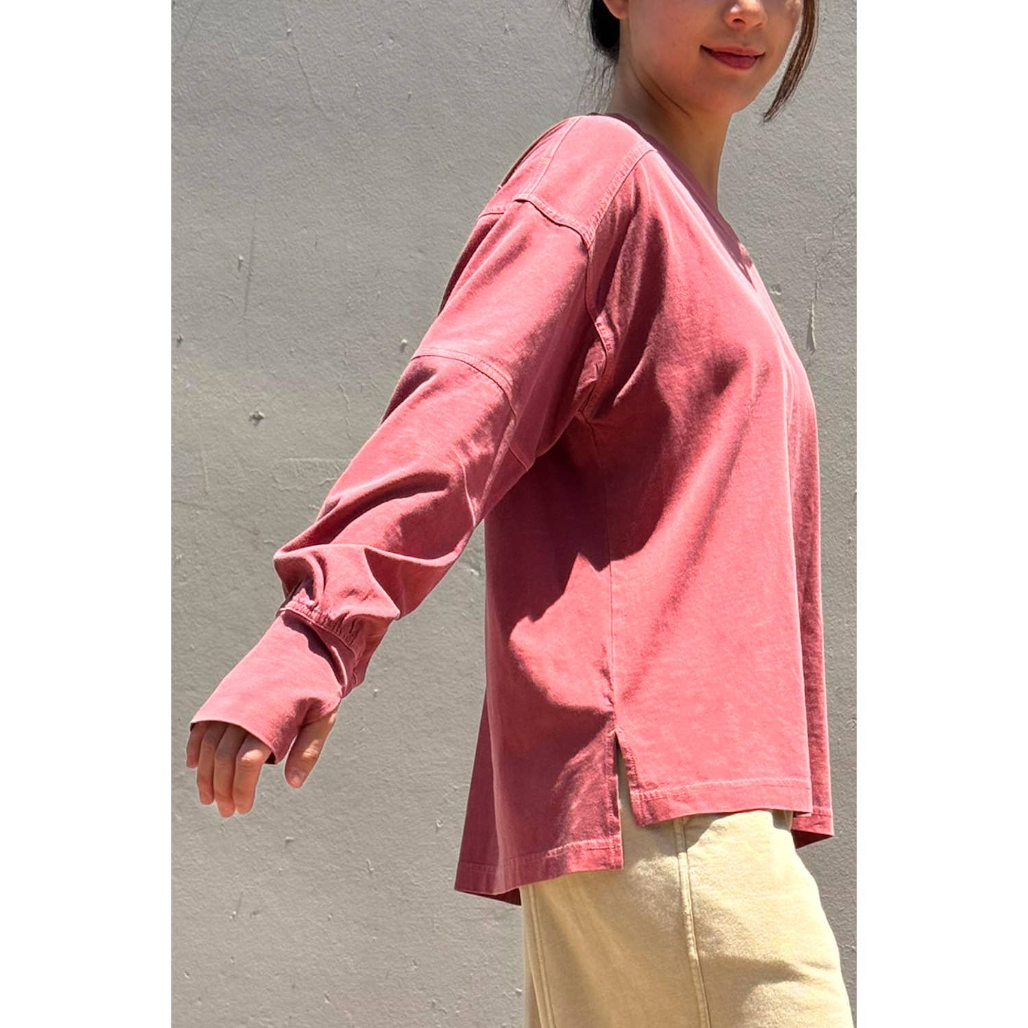 Rae Mode - Wholesale Lounge Top - Women's - PIGMENT WASHED COTTON V-NECK TOP3