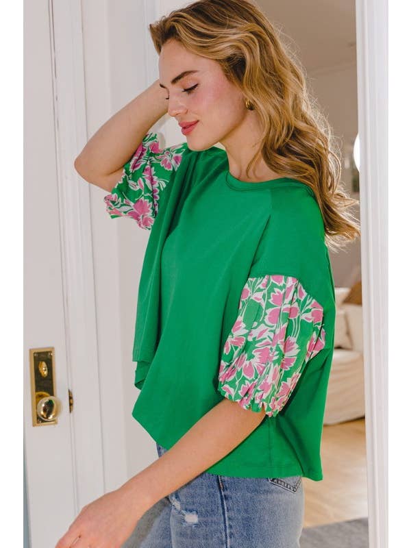 Oddi - Wholesale Blouse - Women's - Plus Floral Printed Short Sleeve Top