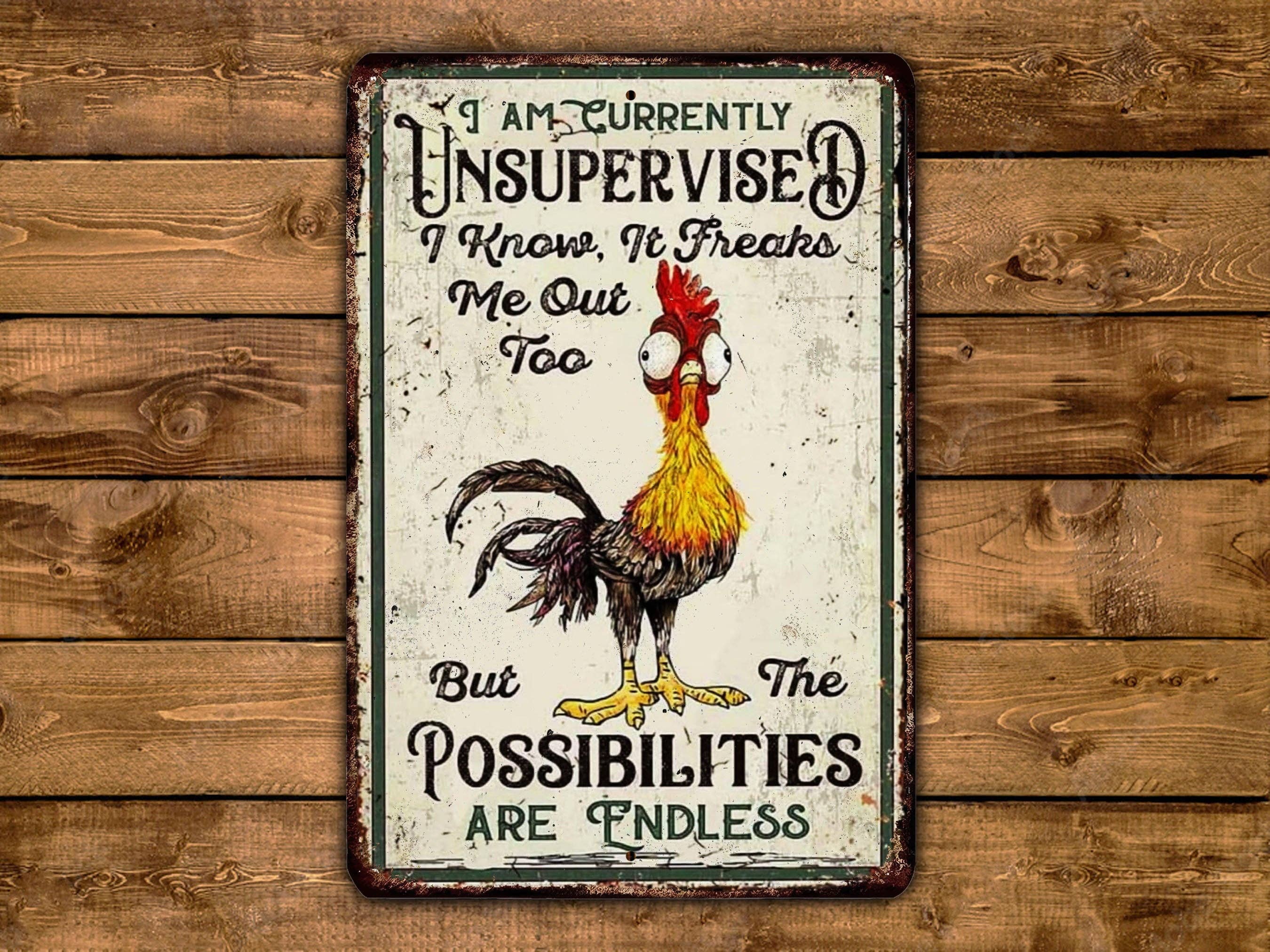 Game Time Prints - Vente Enseigne murale - Panneau métallique de style vintage Curently Unsupervised Possibilités Are Endless1