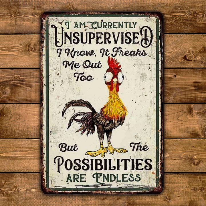 Game Time Prints - Vente Enseigne murale - Panneau métallique de style vintage Curently Unsupervised Possibilités Are Endless1