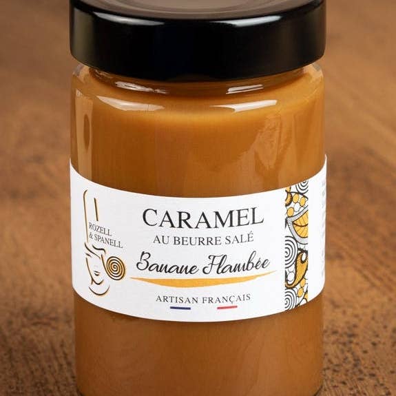 Rozell et Spanell - Wholesale Caramel Sauce - SALTED BUTTER CARAMEL BANANA FLAMBEE 220G0