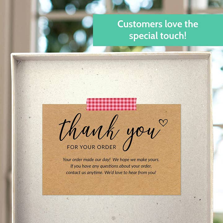 T Marie - Wholesale Thank You Card - 50 4x6" Thank You For Your Order Cards - Kraft Bulk Inserts3