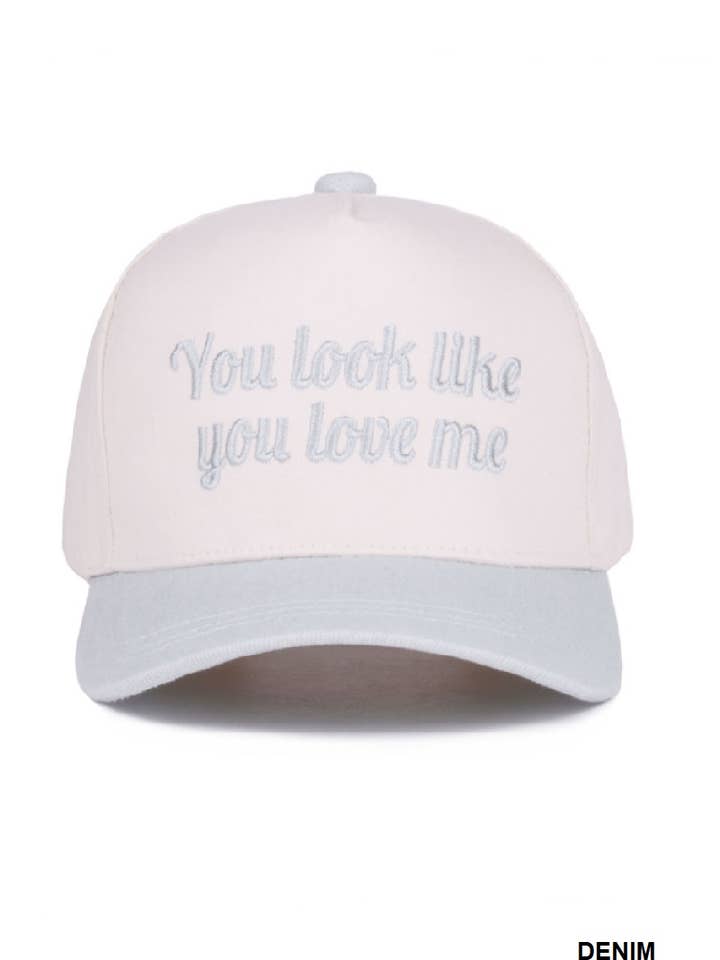.1014 You Look Like You Love Me Two Tone Canvas Cotton Cap SI-2881 for wholesale by 42POPS