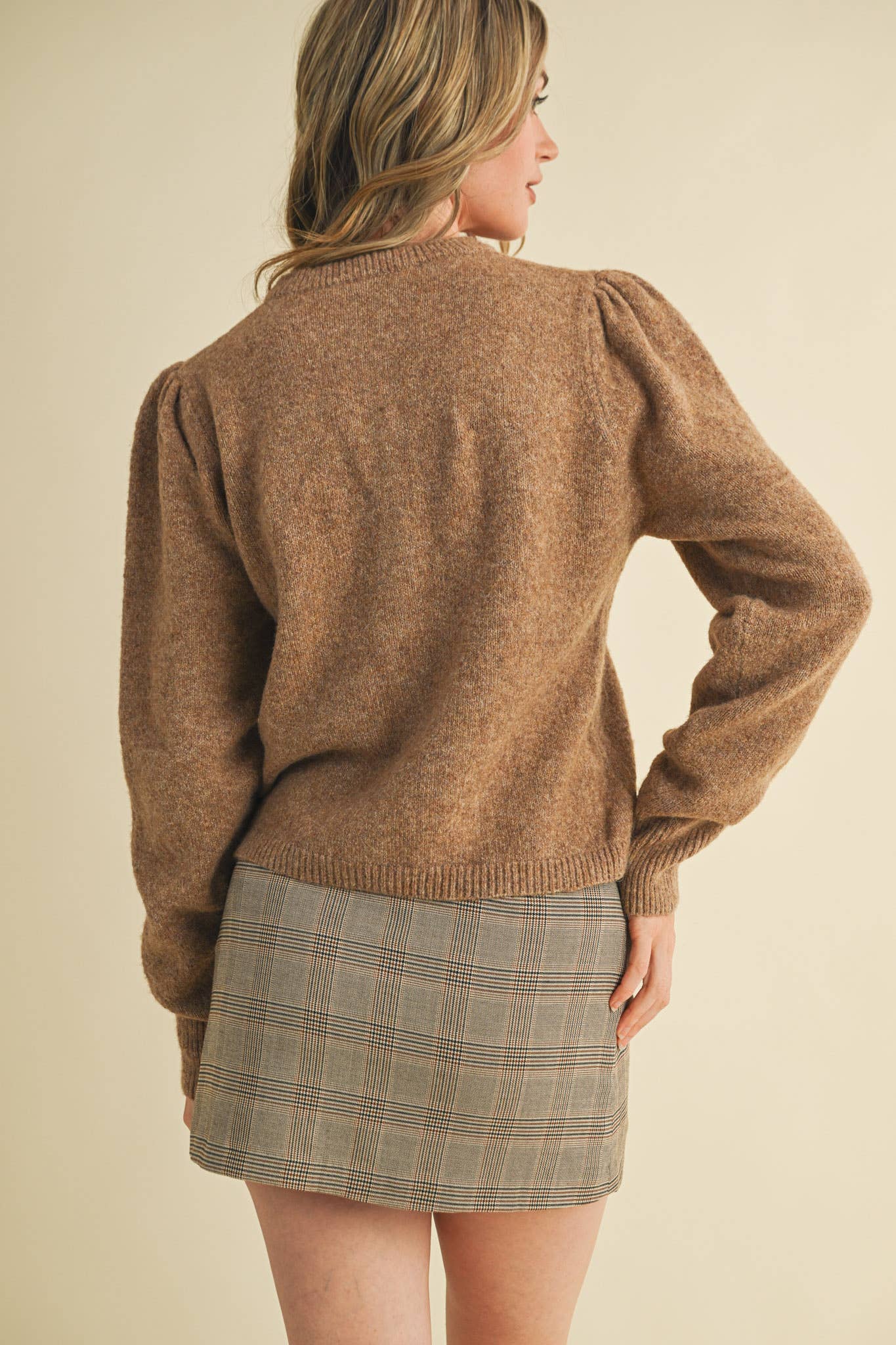 &MERCI - Wholesale Cardigan - Women's - LONG PUFF SLEEVE SWEATER CARDIGAN MSW1101856