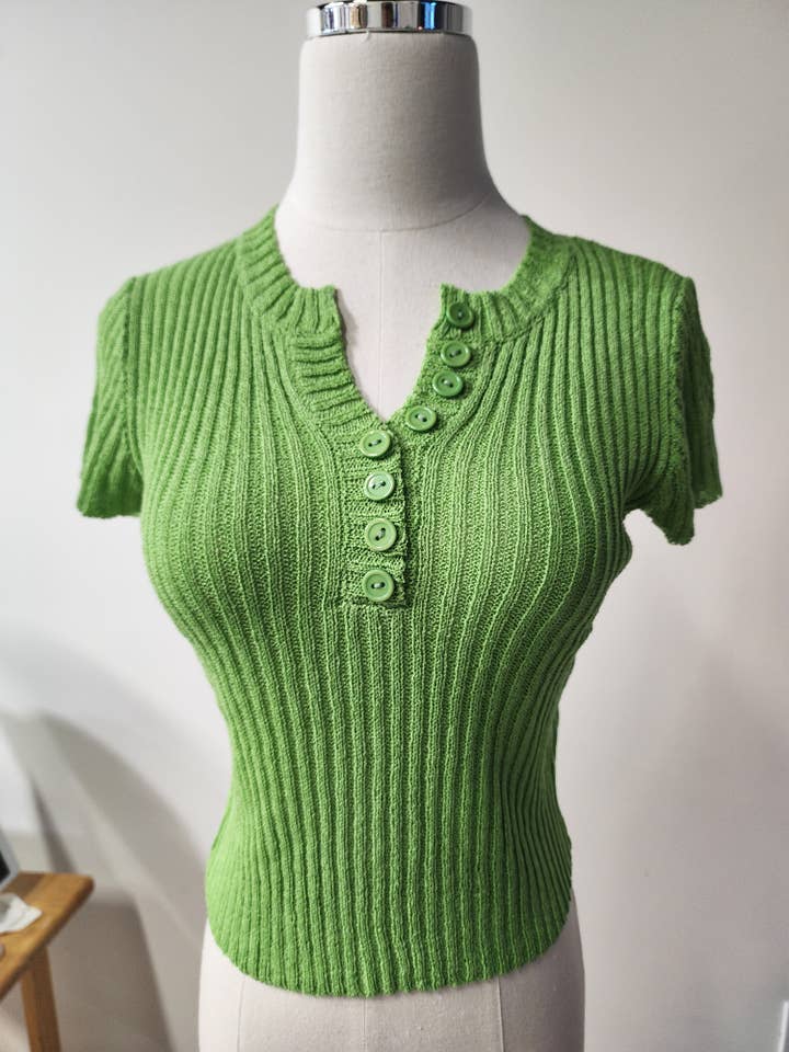 Botton Neck Knit Top for wholesale by Azalea Boutique