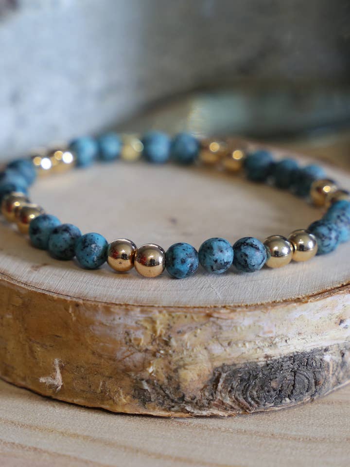 Blå kiwi jaspis sten och hematit sten armband för wholesale av Mlle A by Aline L