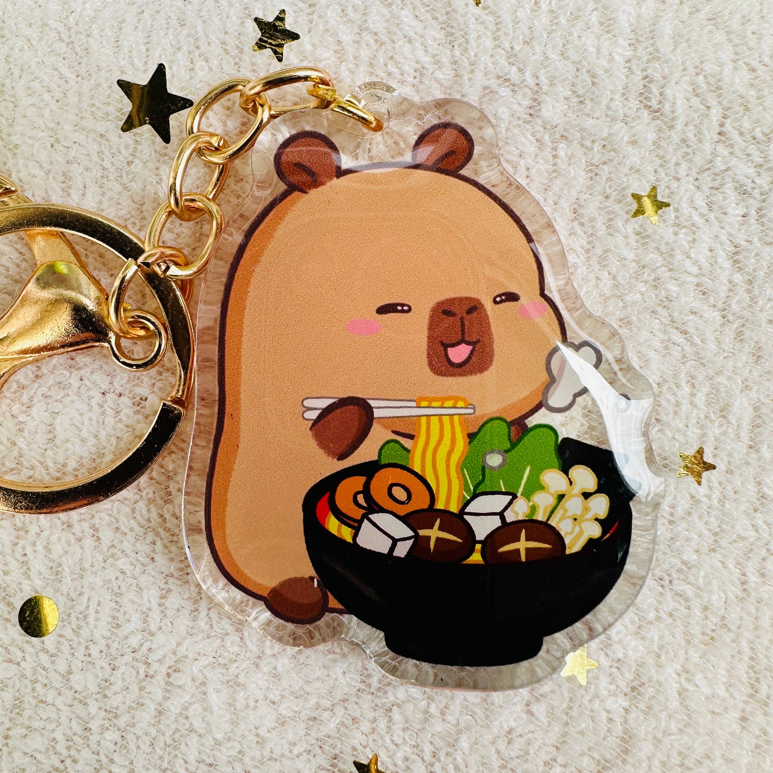 CapyFun - Wholesale Keychain - Women's - Capybara Acrylic Keychain Cute Kawaii Dumpling Boba Tea Coffee Ice Cream Reading Orange Ramen Foodie Hot Pot Holiday Gift For Her0