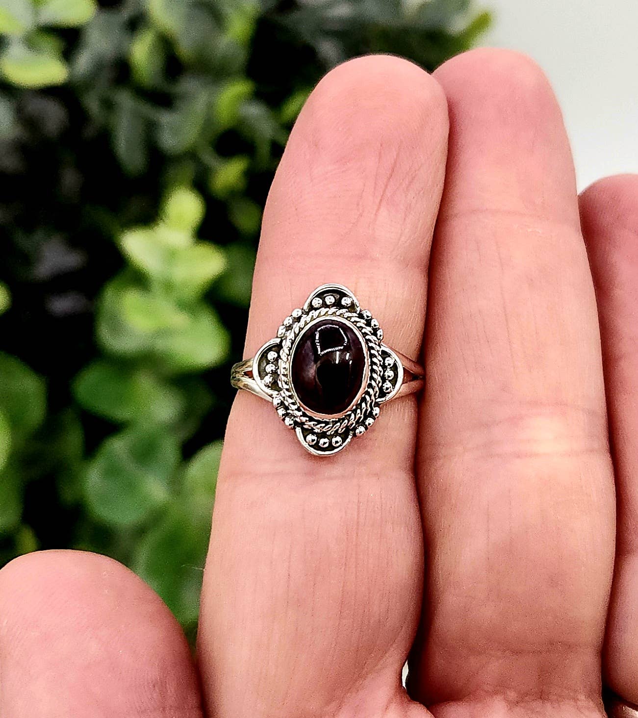 Meraki Gemstones – Engroshandel Solitairering – Granat Halvædelsten Sterlingsølv (925)--Ring4