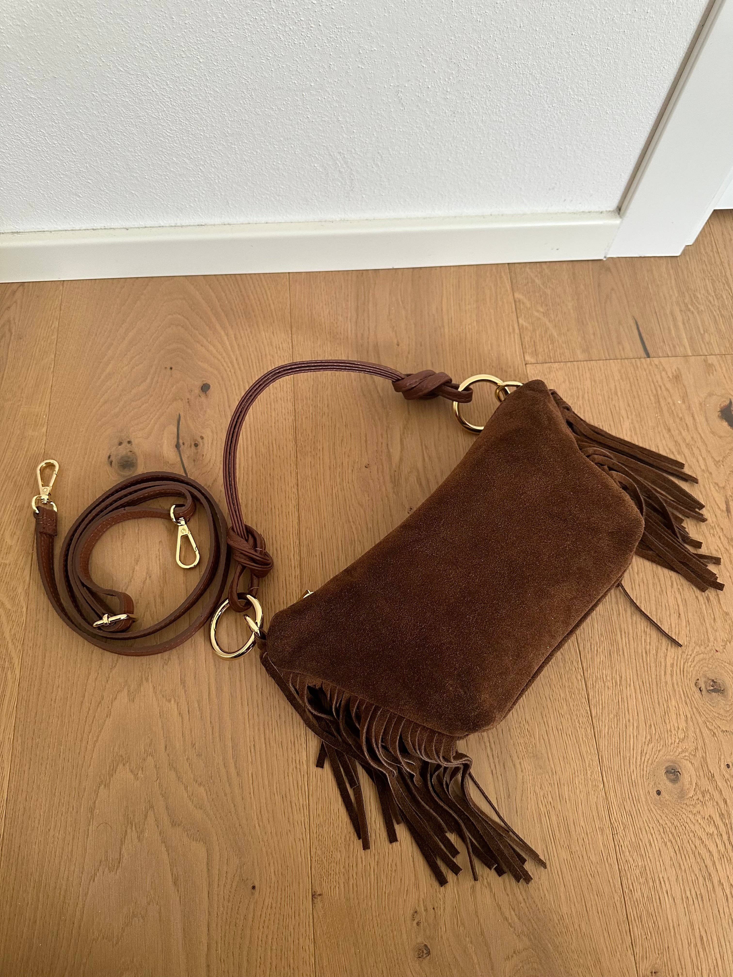 Zhade – wholesale Axelremsväska – Dam – MUSA- mocka och fransar9