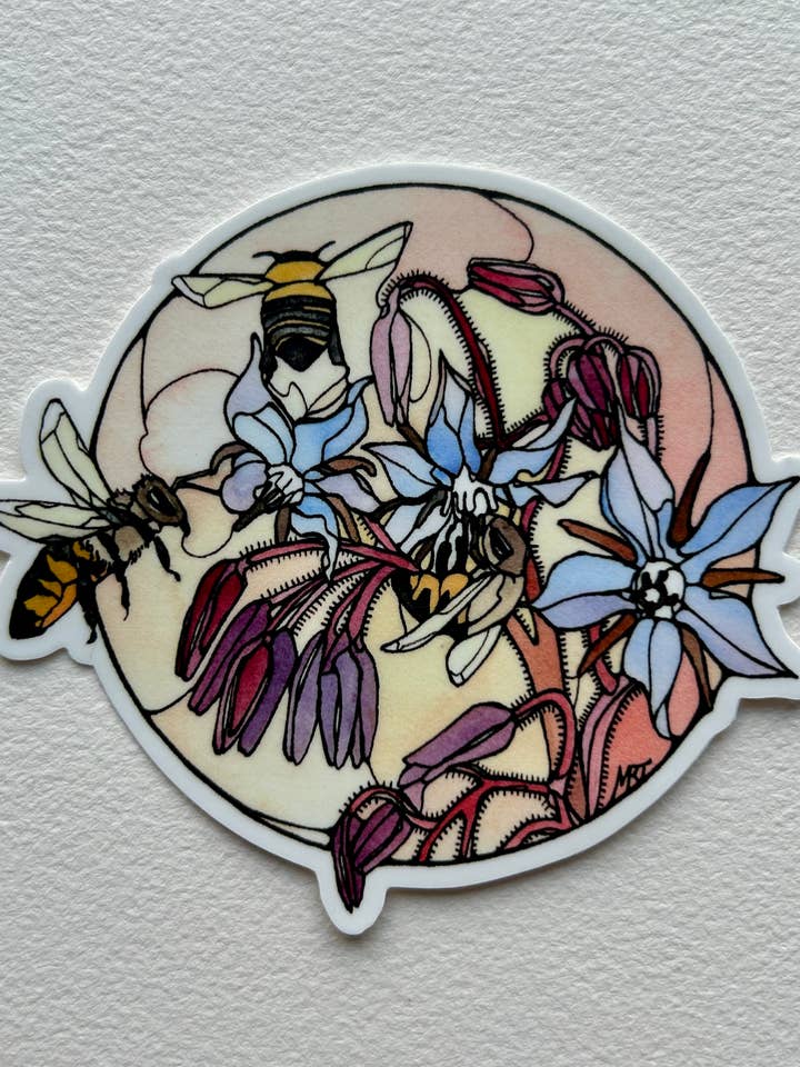 Autocollant - Bourrache pour la vente par Mattie Rose Art