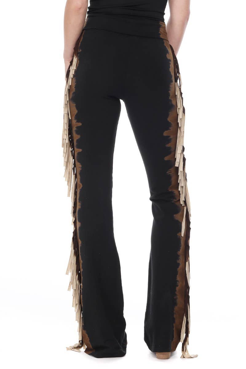 T-Party - Wholesale Pants - Women's - Tri Color Dip Dye Side Fringe Western Yoga Pants16