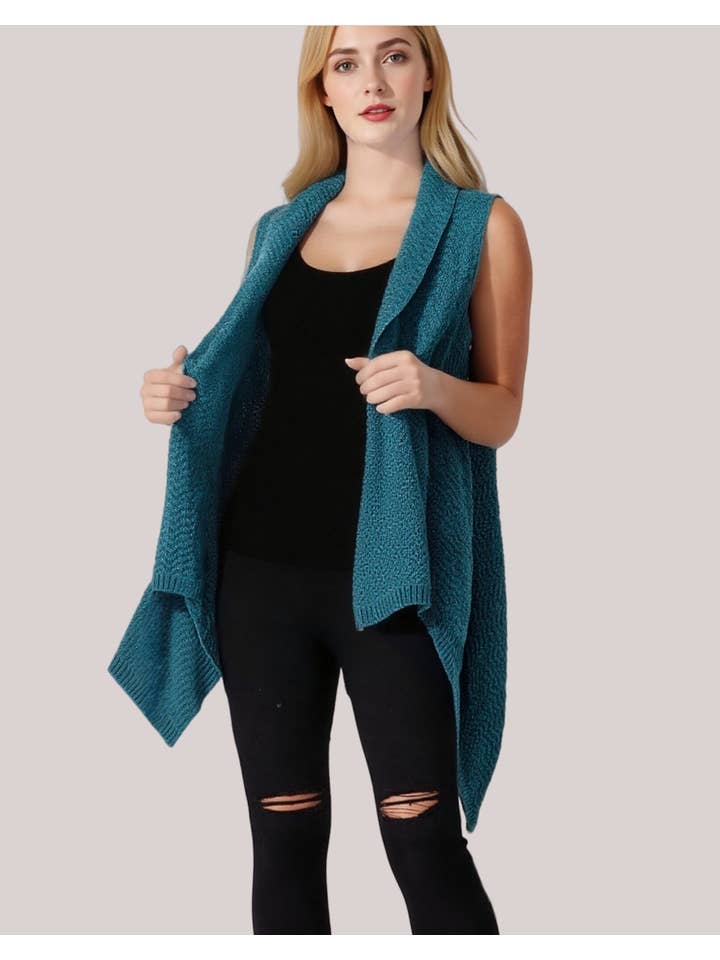 JC Sunny Fashion - Wholesale Poncho - Women's - Classic Knitted Poncho Vest – Open Front Draped Cardigan7