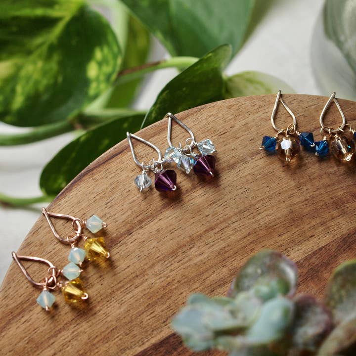 Siebijoux - Venta al por mayor Pendientes colgantes - Aretes de gota de lluvia de plata con morado y aguamarina