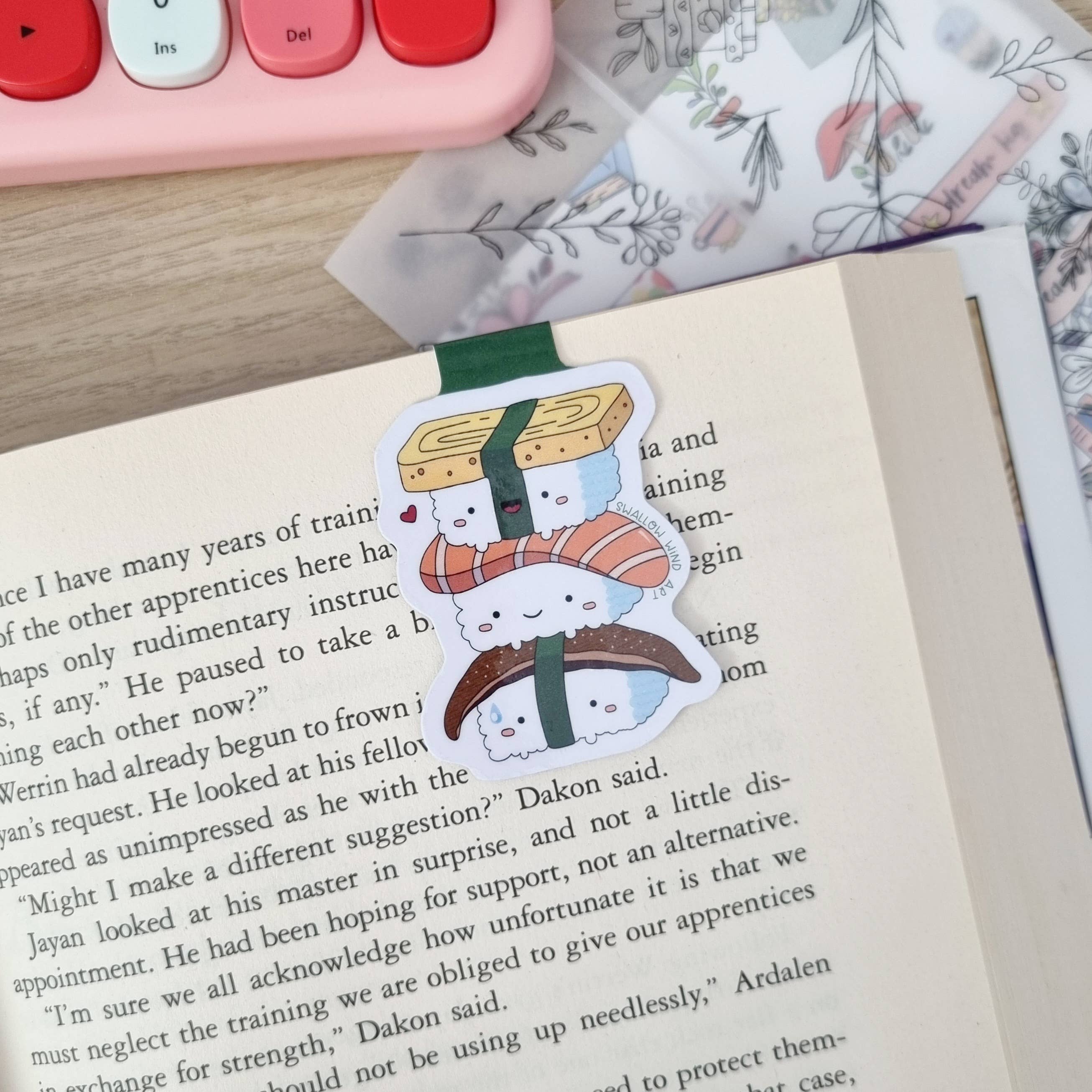 Swallow Wind Art - Wholesale Bookmark - Magnetic Bookmark - Happy Sushi Stack2