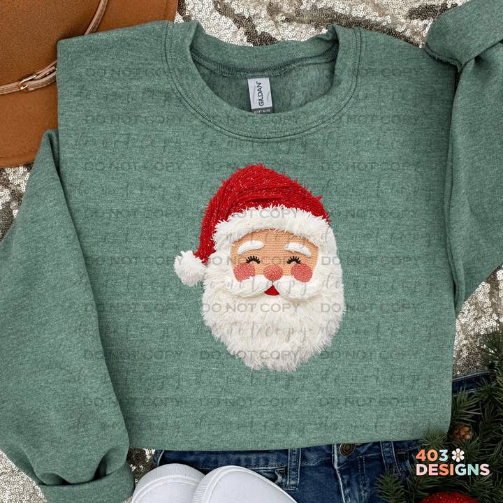Faux Yarn Santa Sweatshirt | Gildan Christmas Crewneck for wholesale by 403 Designs