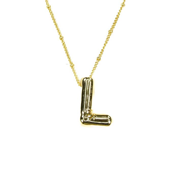 Savvy Bling - Wholesale Pendant/charm necklace - Initial Balloon Bubble Gold Necklace11