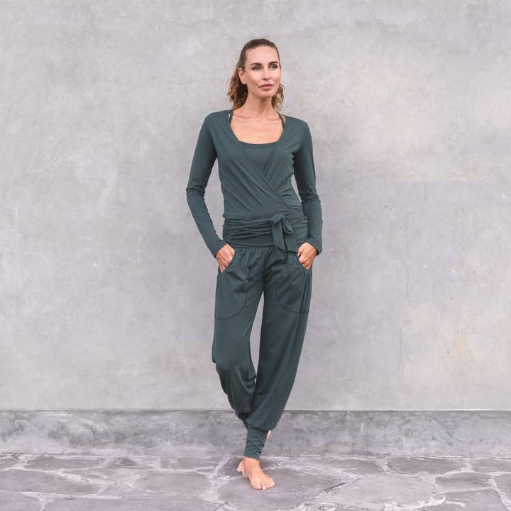 Joyce-Pantalón de yoga y ocio de algodón orgánico, también para barrigas embarazadas. para venta al por mayor de Jaya