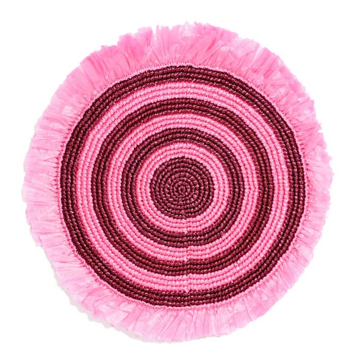 Woven Fringe Placemats - Pink & Maroon for wholesale on Faire